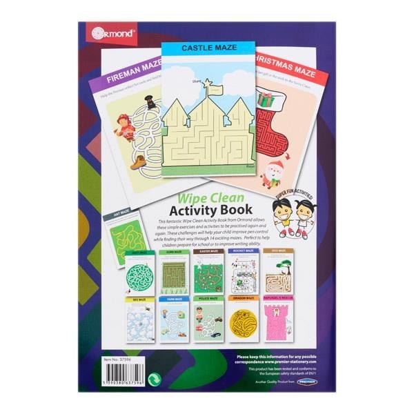 **Ormond Wipe Clean Activity Book - Mazes - ABC School Supplies