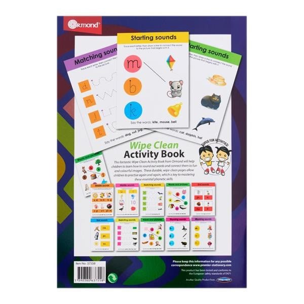 **Ormond Wipe Clean Activity Book - Phonics - ABC School Supplies