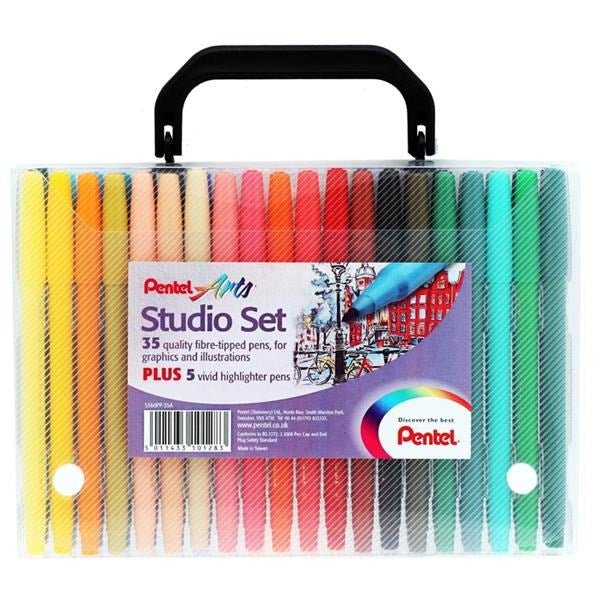 Pentel Arts 40 Piece Studio Markers Set In Carry Case - ABC School Supplies