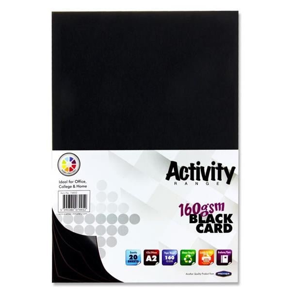 Premier Activity A2 160Gsm Card 20 Sheets - Black - ABC School Supplies