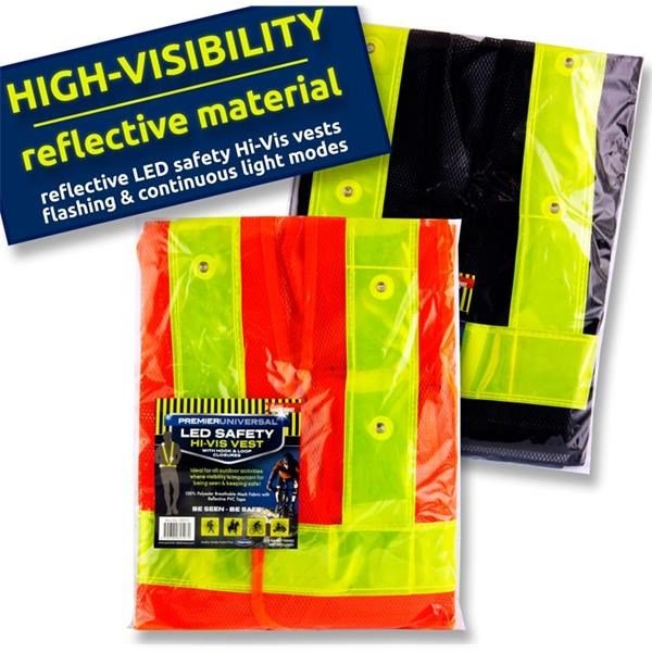 **Premier Universal Led High Visibility Safety Waistcoats - Pack Of 2 Asst. - ABC School Supplies