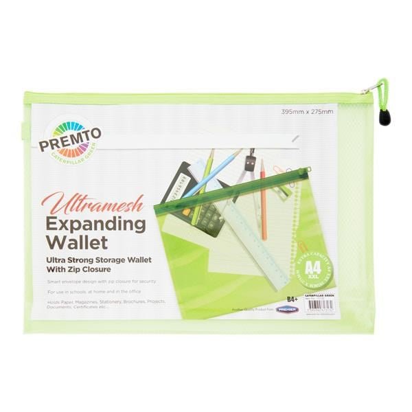 **Premto B4+ Ultramesh Expanding Wallet - Caterpillar Green - ABC School Supplies