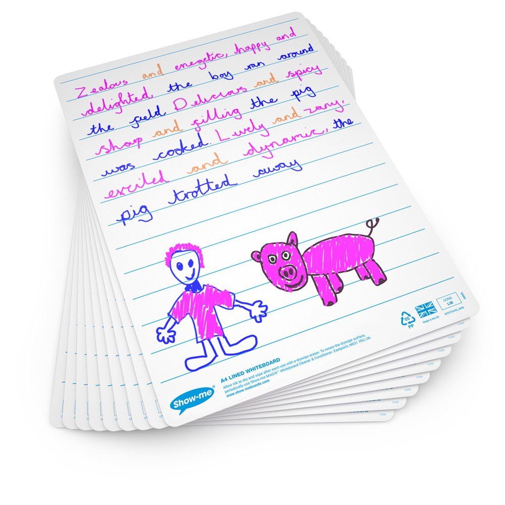 Show - Me A4 Drywipe Boards Lined 10 Pack - ABC School Supplies