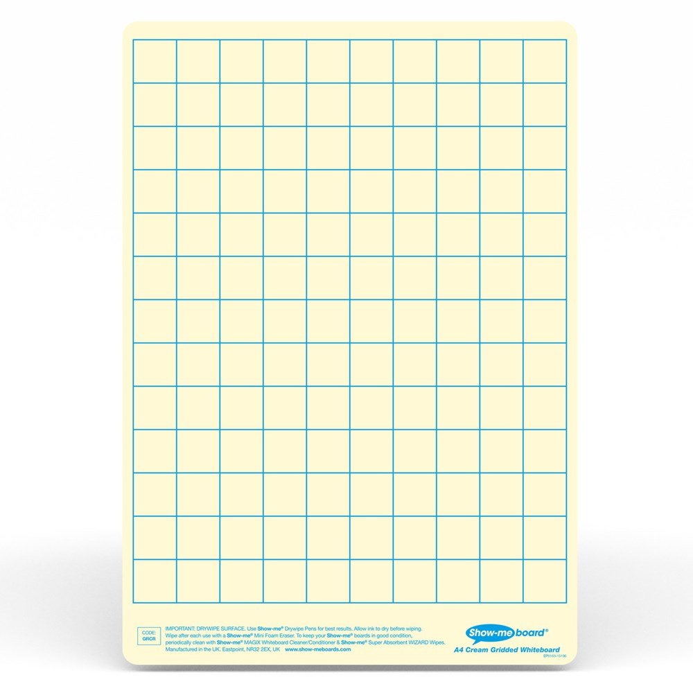 Show - Me Tinted Drywipe Board - Gridded/Plain - Cream Pack of 5 - ABC School Supplies