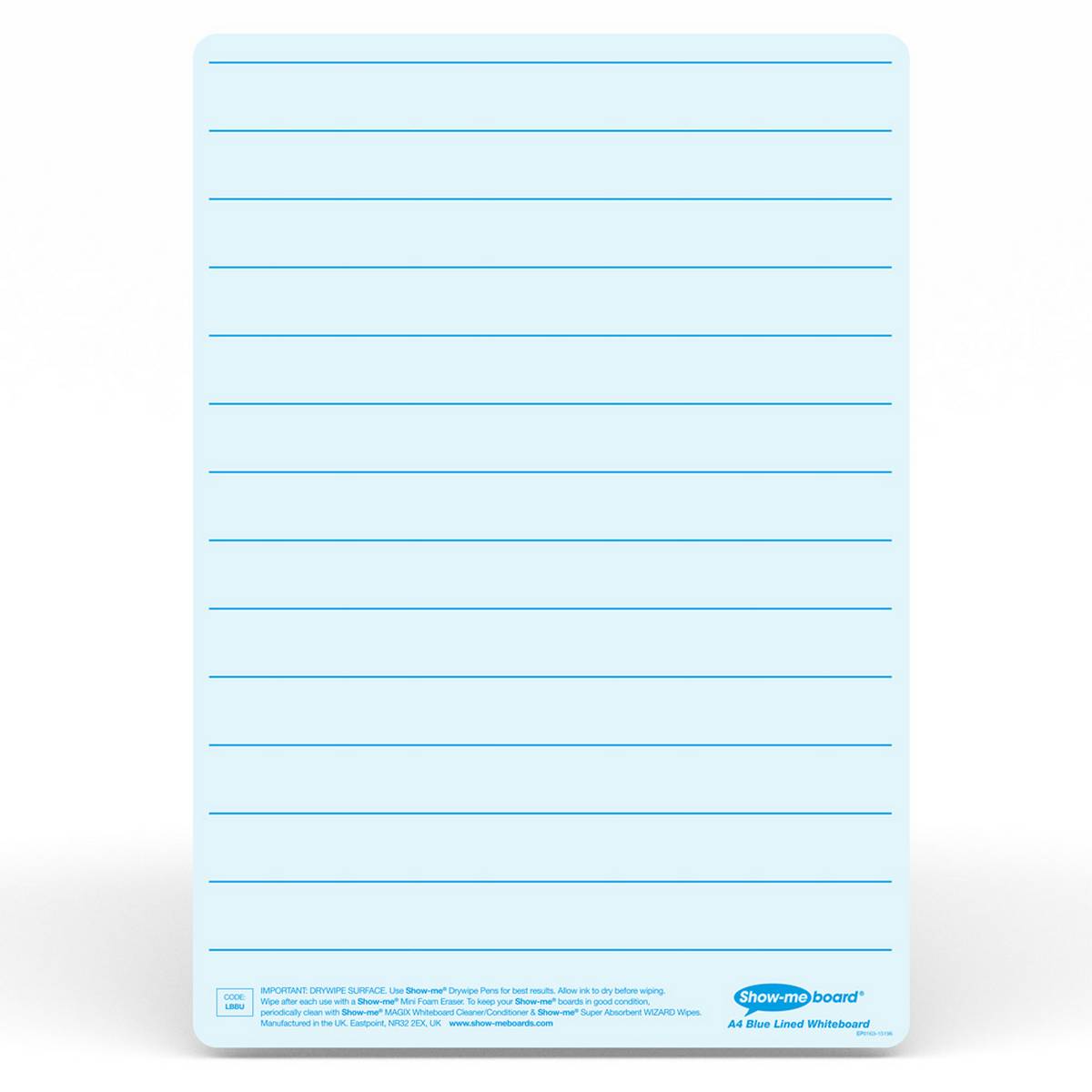 Show - Me Tinted Drywipe Board - Lined/Plain - Blue - ABC School Supplies
