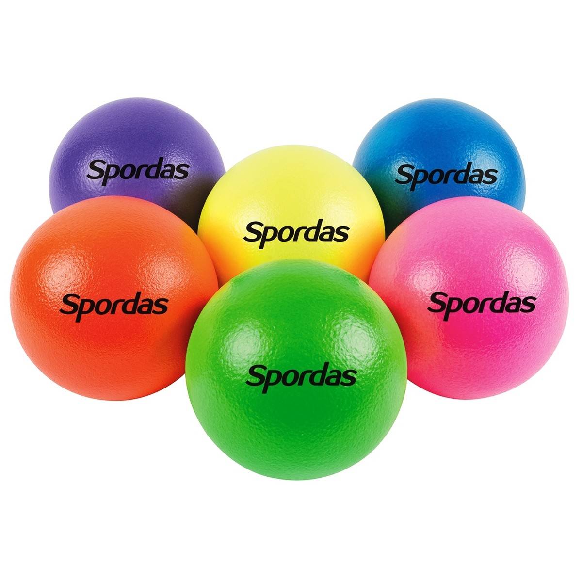Spordas Set of 6 Neon-Coloured Coated Foam Balls 16cm - ABC School Supplies