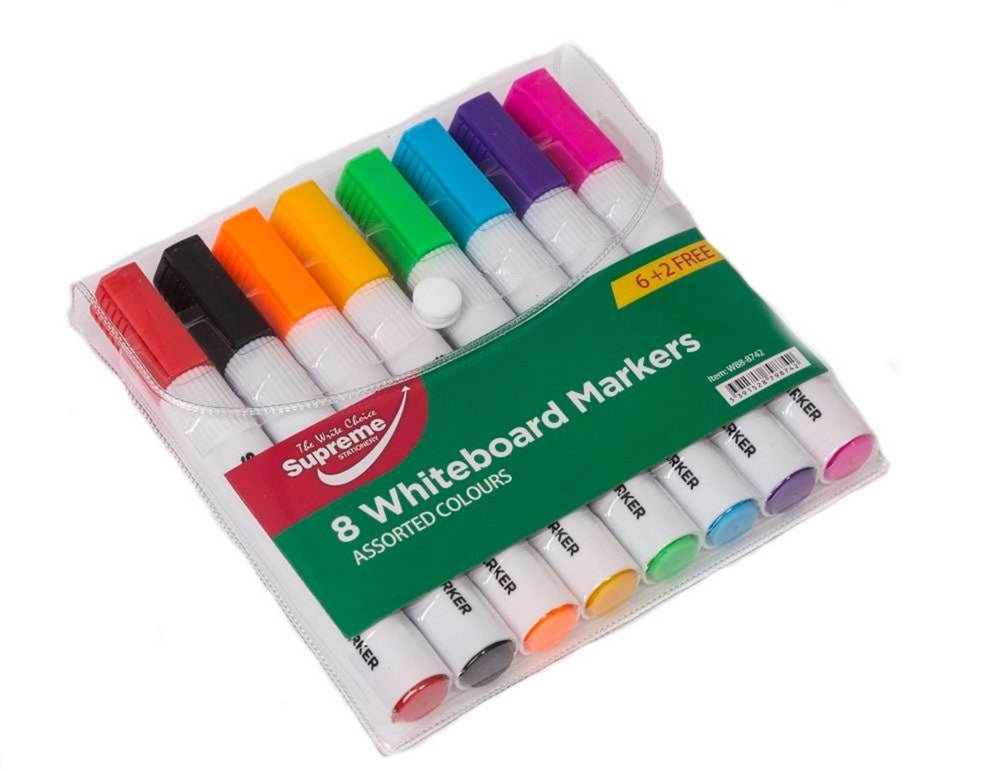Supreme Whiteboard Markers Large Pack of 8 - ABC School Supplies