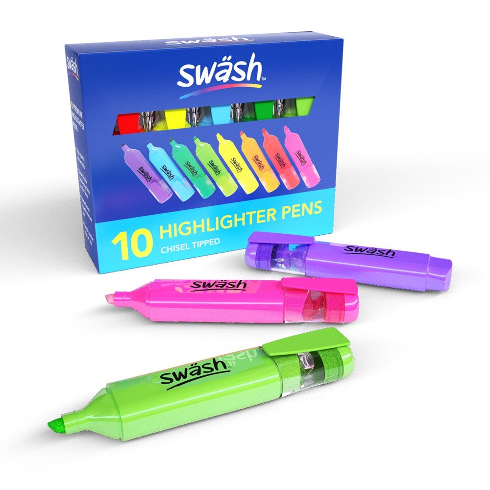 **Swash Highlighter, Premium - Assorted Pack Of 10 - ABC School Supplies