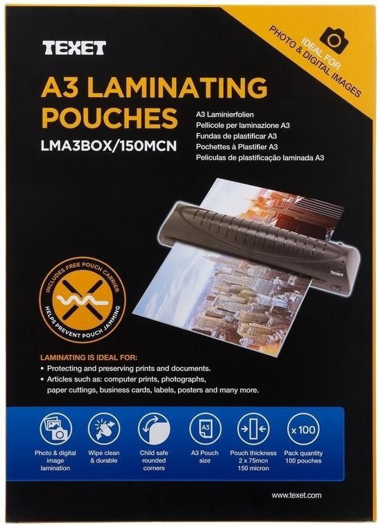**Texet A3 Laminating Pouches Pack of 100 - ABC School Supplies