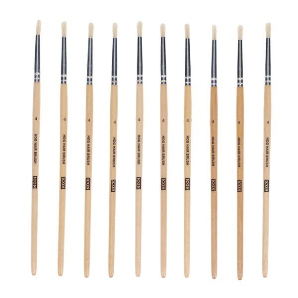 Texture Paint Brushes - Hog Hair No 4 (Pack of 10) - ABC School Supplies