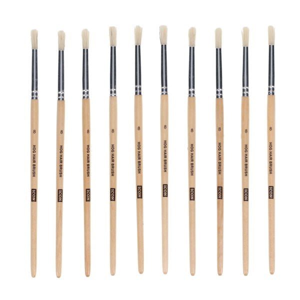 Texture Paint Brushes - Hog Hair No 8 (Pack of 10) - ABC School Supplies
