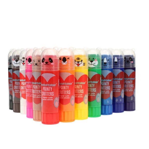 World of Colour 15g Washable Painty Critters Poster Paint Sticks Box of 12 - ABC School Supplies