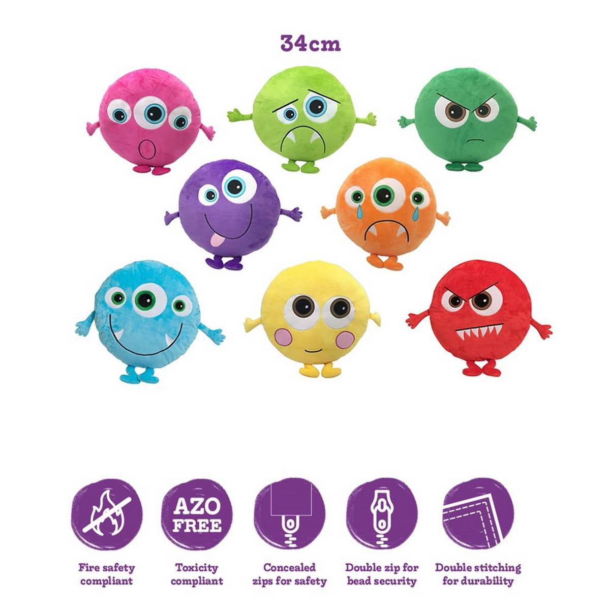 Eden Learning Monster Emotion Cushions - Pack Of 8
