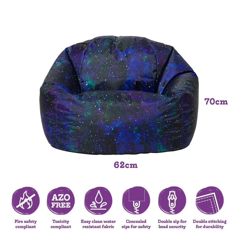 Eden Learning Galaxy Print Childrens Bean Bag - Uv Reactive