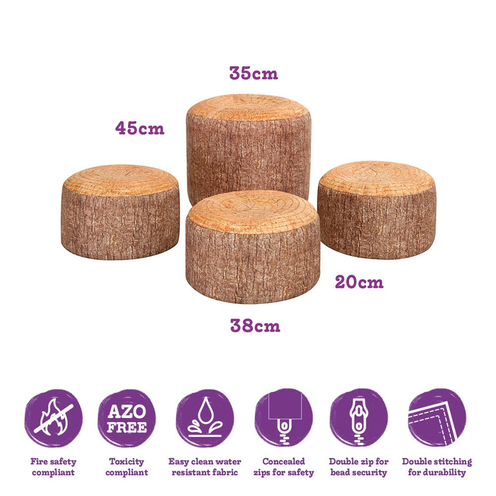 Eden Learning Learn About Nature Teacher Tree Stump Stools - Pack Of 4