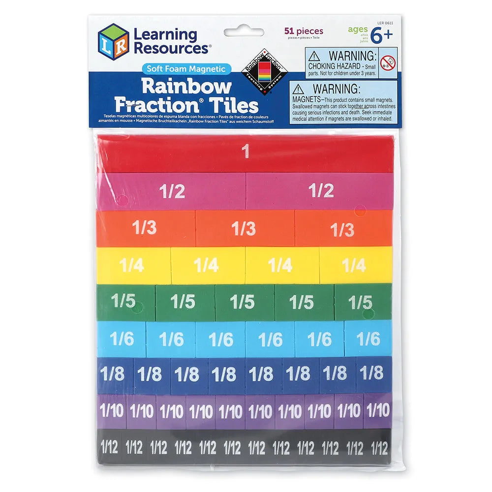 Double-Sided Magnetic Demonstration Rainbow Fraction Foam Tiles