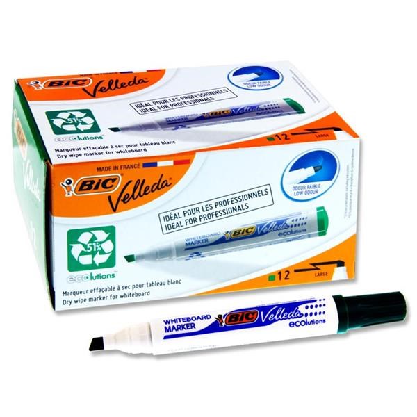 Bic Velleda 1701 Chisel Tip Whiteboard Marker Pack Of 12 - Green