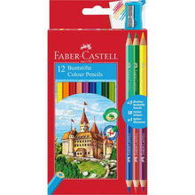 Faber Castell Eco Colouring Pencils (12), 3 Bi-Colour, Sharpener Free