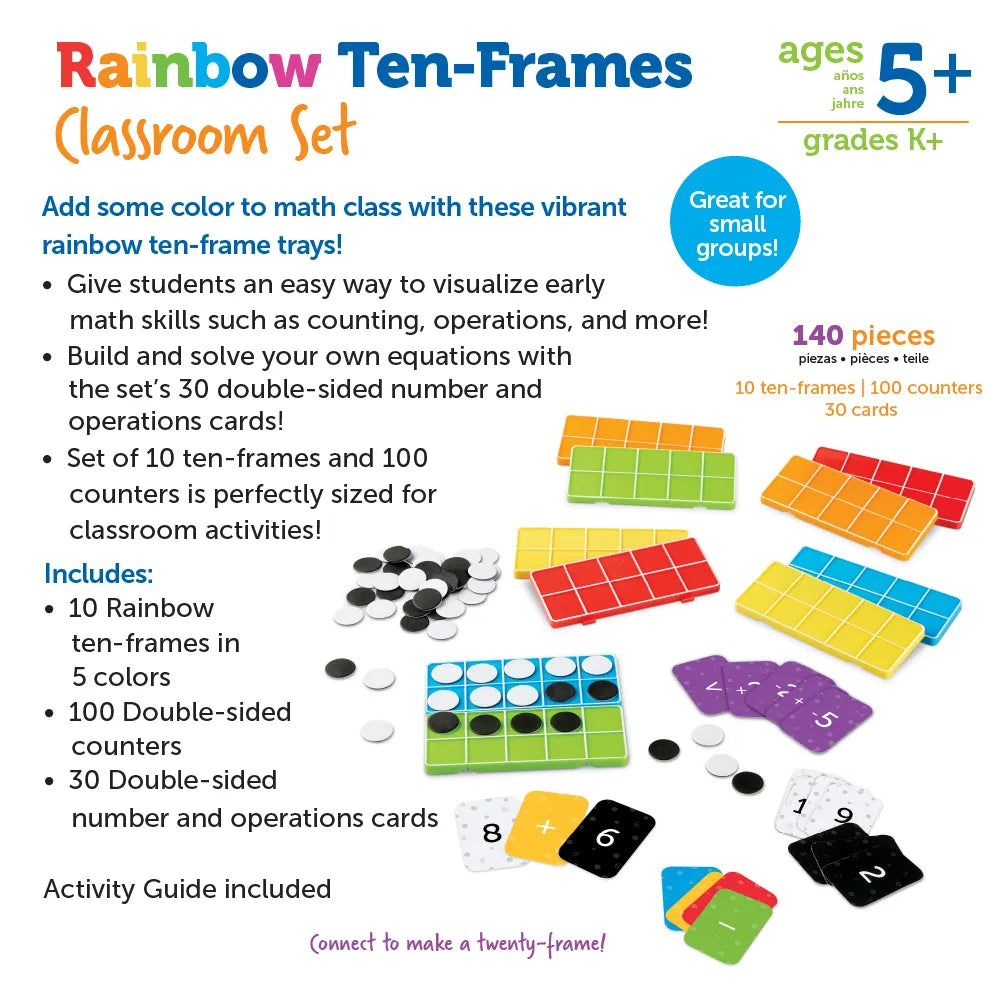 Learning Resources Rainbow Ten Frames Classroom Set