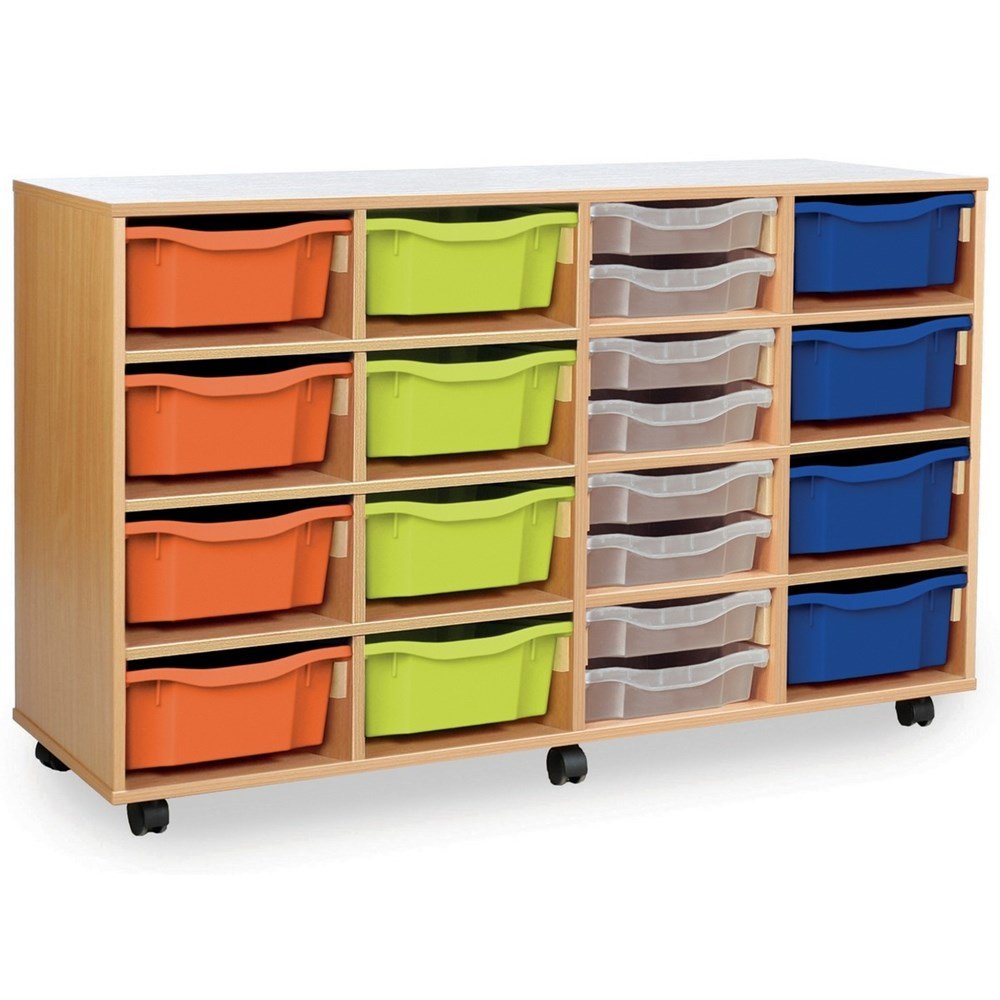 12 Deep and 8 Shallow Unit Coloured Tray Combination Unit - ABC School Supplies
