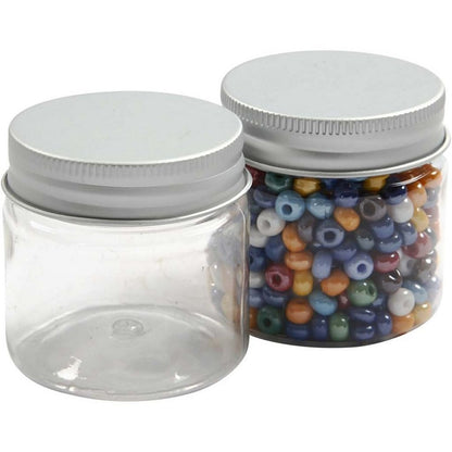 10 Plastic Jars with Screw-on Lid