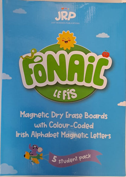 Magnetic Dry Erase Boards with Colour-Coded Irish Alphabet Magnetic Letters – 5 Student Pack