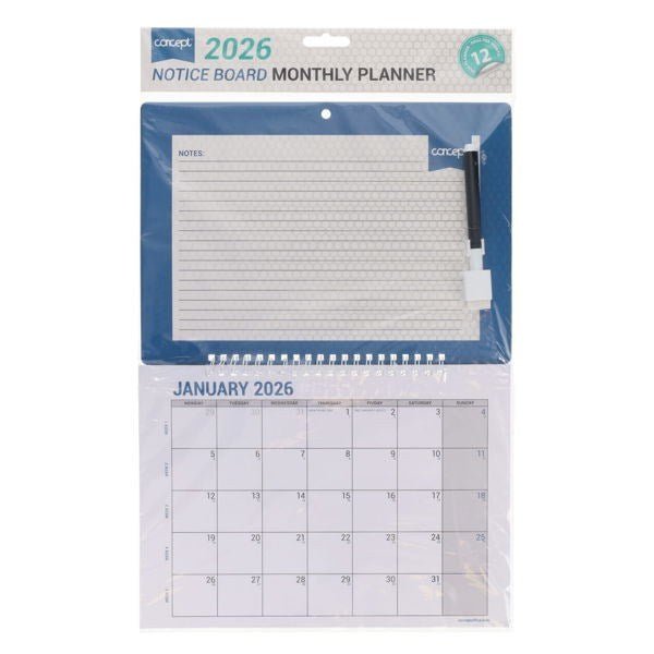 2026 Notice Board Monthly Planner - ABC School Supplies