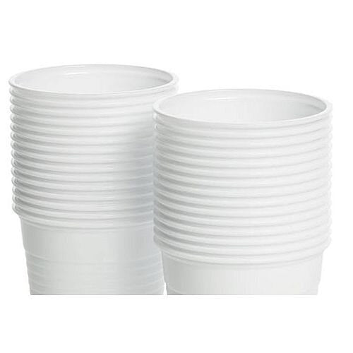 Plastic Disposable Drinking Cups 7oz/200ml White Pack of 100