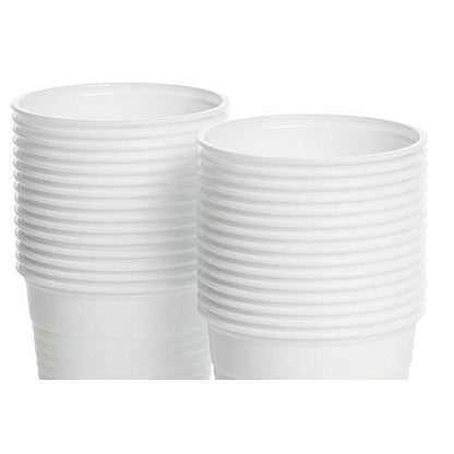 Plastic Disposable Drinking Cups 7oz/200ml White Pack of 100