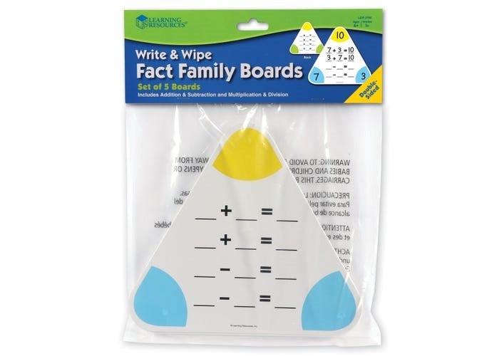 **Learning Resources Write & Wipe Fact Family Boards (Set Of 5)