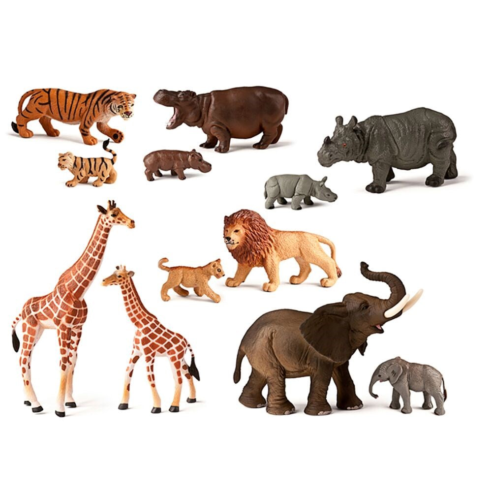 Jungle Animals with Babies (12 Figures)