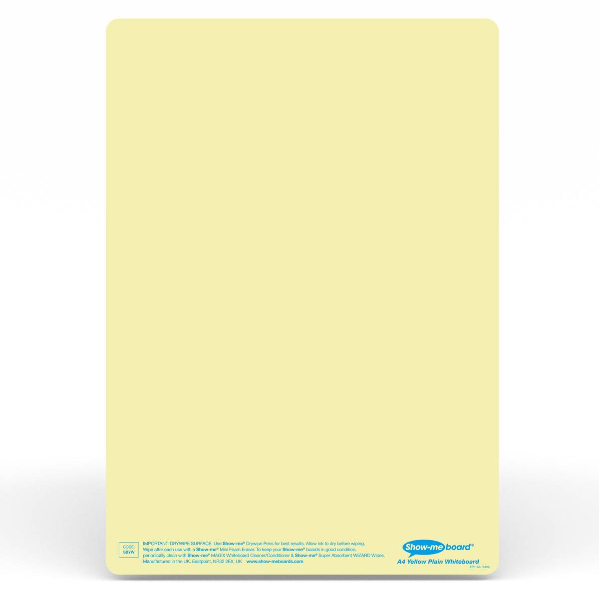 Show-Me Tinted Drywipe Board - Plain/Plain - Yellow