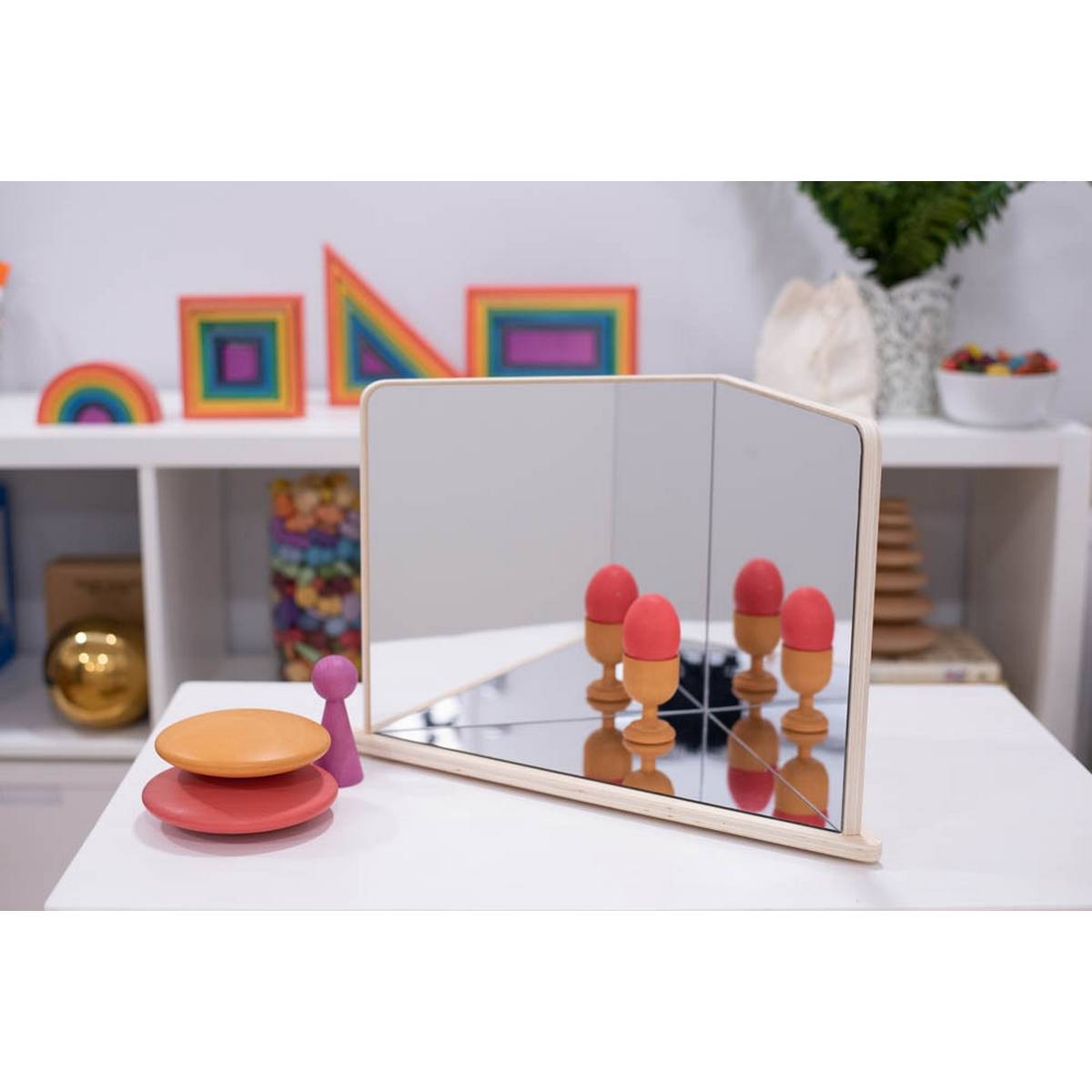 Wooden 4-Way Mirror