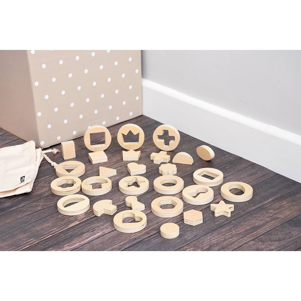 **Wooden Inside Outside Shapes Game