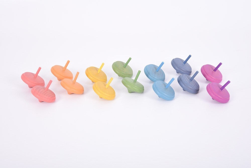**Rainbow Wooden Spinning Tops