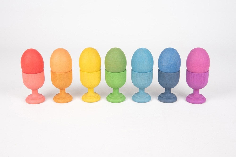 **Rainbow Wooden Egg Cups