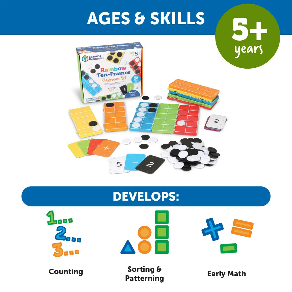Learning Resources Rainbow Ten Frames Classroom Set