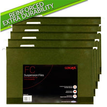 Concept Pkt.5 Foolscap Reinforced Suspension Files - Green