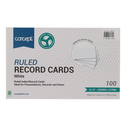 Concept Ruled Record Cards - White Pack Of 100