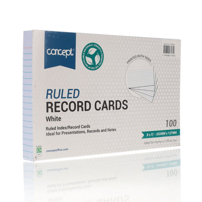 Concept Ruled Record Cards - White Pack Of 100