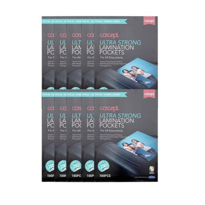 **Concept A4 Pack 1000 Laminating Pouches 500 Micron