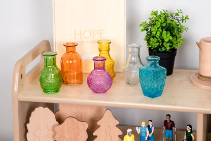 Coloured Detailed Glass Bottles Pack of 5