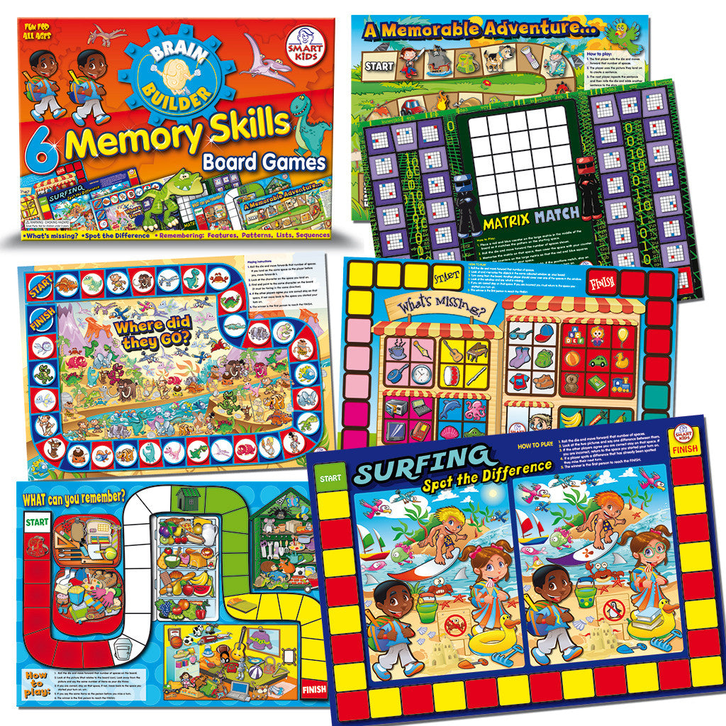 6 Brain Builder Board Games - Memory Skills