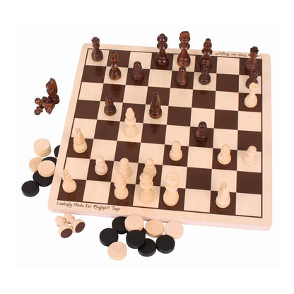 Wooden Draughts And Chess Set