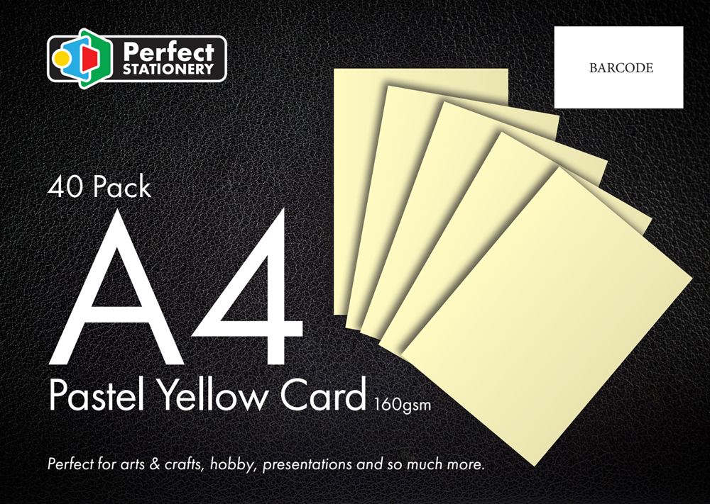 **A4 Card Pastel Yellow 160Gsm 40 Pack