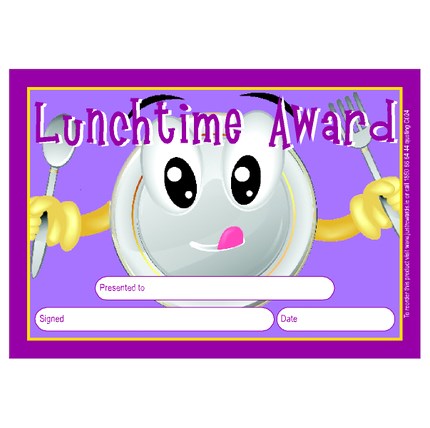 **Lunchtime Award Certificates