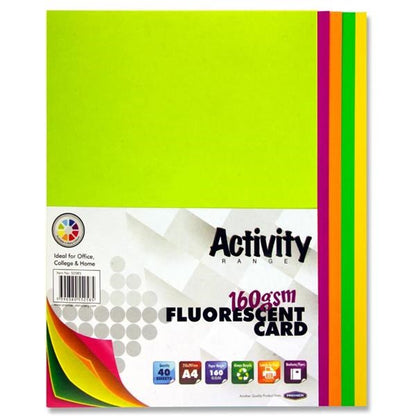 Premier A4 Assorted Fluorescent Card (Pack Of 40)