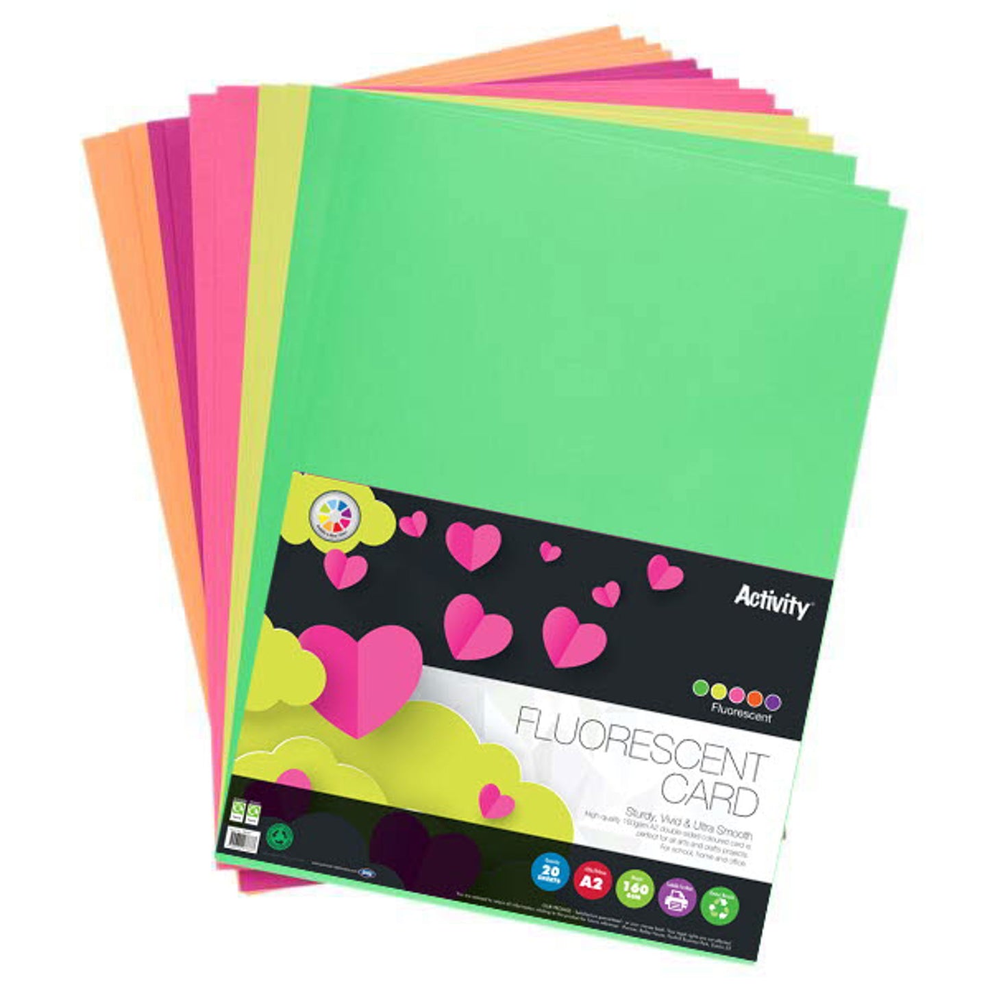Premier A2 160gsm Fluorescent Neon Card (Pack of 20)