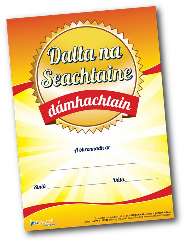 **Just Rewards Certificates Dalta Na Seachtaine