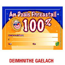 **Just Rewards Certificates An Duais Fhreastail 100%